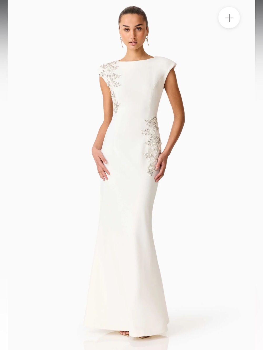 elliatt veda white 3d floral embellished diamante bridal gown maxi dress medium - Picture 3 of 14